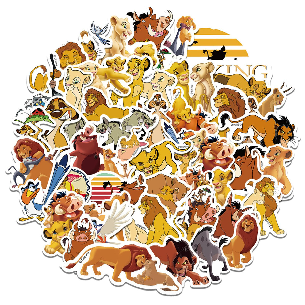NineGirl The Lion King Stickers – 50-Count Vinyl Waterproof Decals for Laptops & Water Bottles