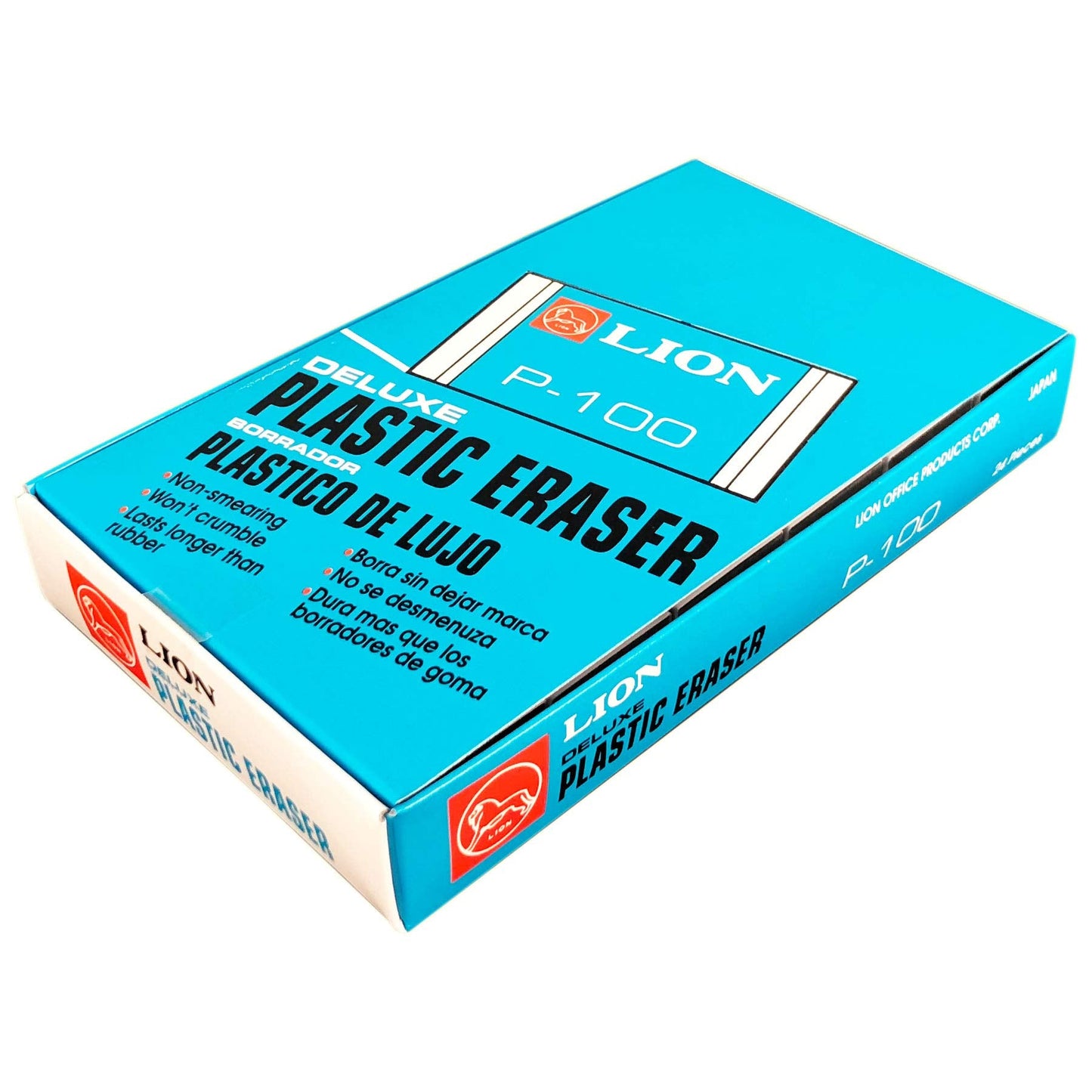LION Translucent White Erasers – 24 EA/Box (P-100) – Non-Smear, Latex-Free