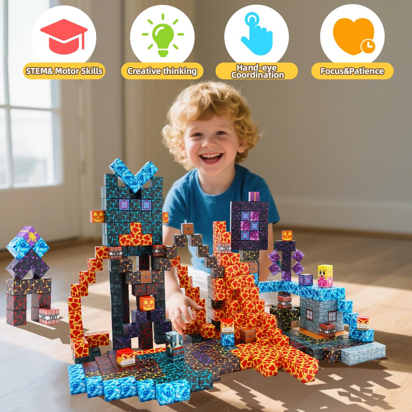 LionFuny 150PCS Magnetic Blocks – STEM Magnetic Building Toys for Kids 3-12 | Safe, Compatible, Creative Play