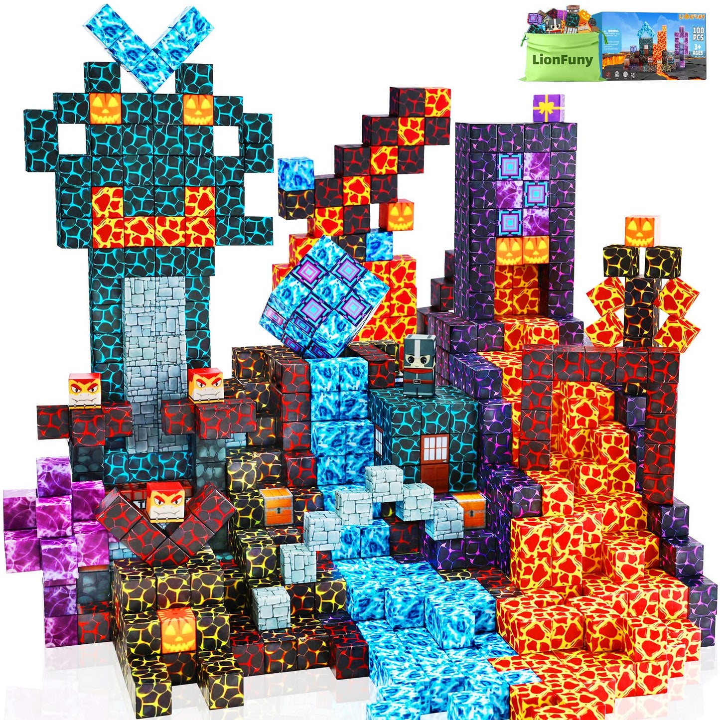 LionFuny Magnetic Blocks 100Pcs – STEM Building Toy for Kids 3–9+