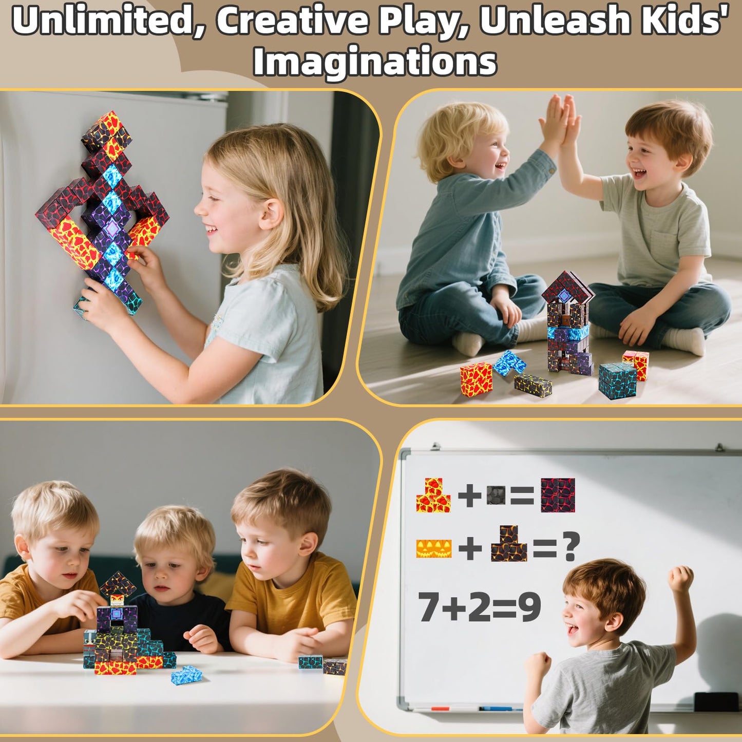 LionFuny Magnetic Blocks 100Pcs – STEM Building Toy for Kids 3–9+