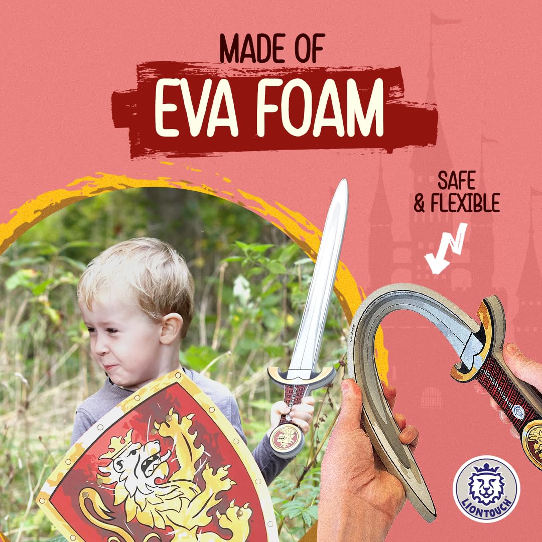 Liontouch Noble Knight Toy Sword & Shield – Red Foam Set for Kids 3-8 | Safe, Durable Medieval Play