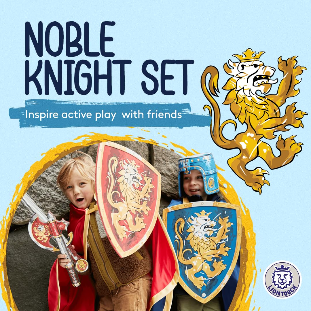 Liontouch Noble Knight Foam Swords, Shields & Axes – Blue & Red | Safe Pretend Playset for Kids Aged 3–8