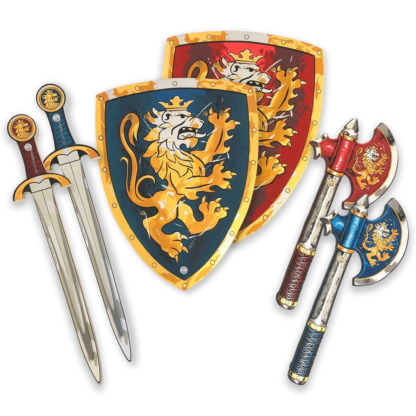 Liontouch Noble Knight Foam Swords, Shields & Axes – Blue & Red | Safe Pretend Playset for Kids Aged 3–8