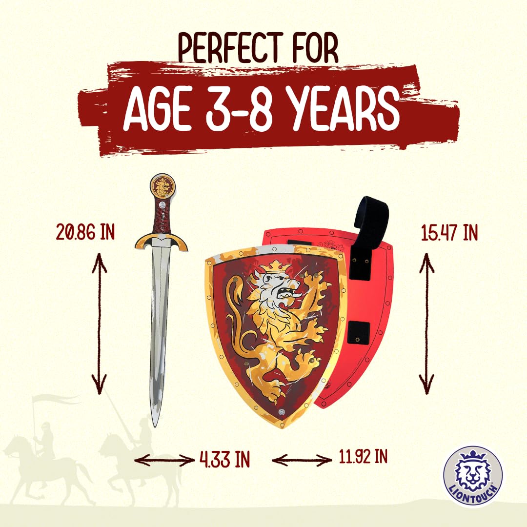 Liontouch Noble Knight Toy Sword & Shield – Red Foam Set for Kids 3-8 | Safe, Durable Medieval Play
