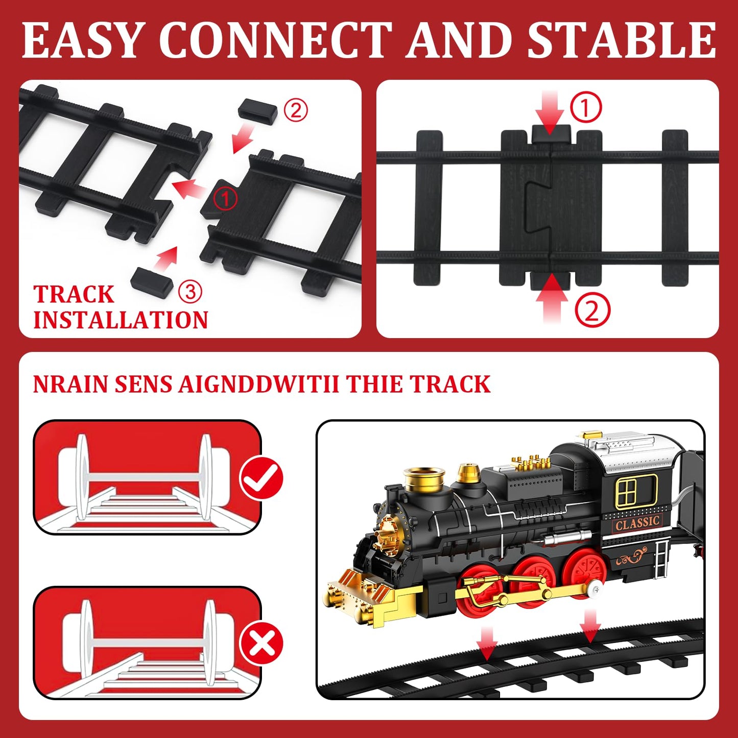 Lipneaed Train Set with Smoke, Lights & Sound – Christmas Tree Edition for Kids 3–8+