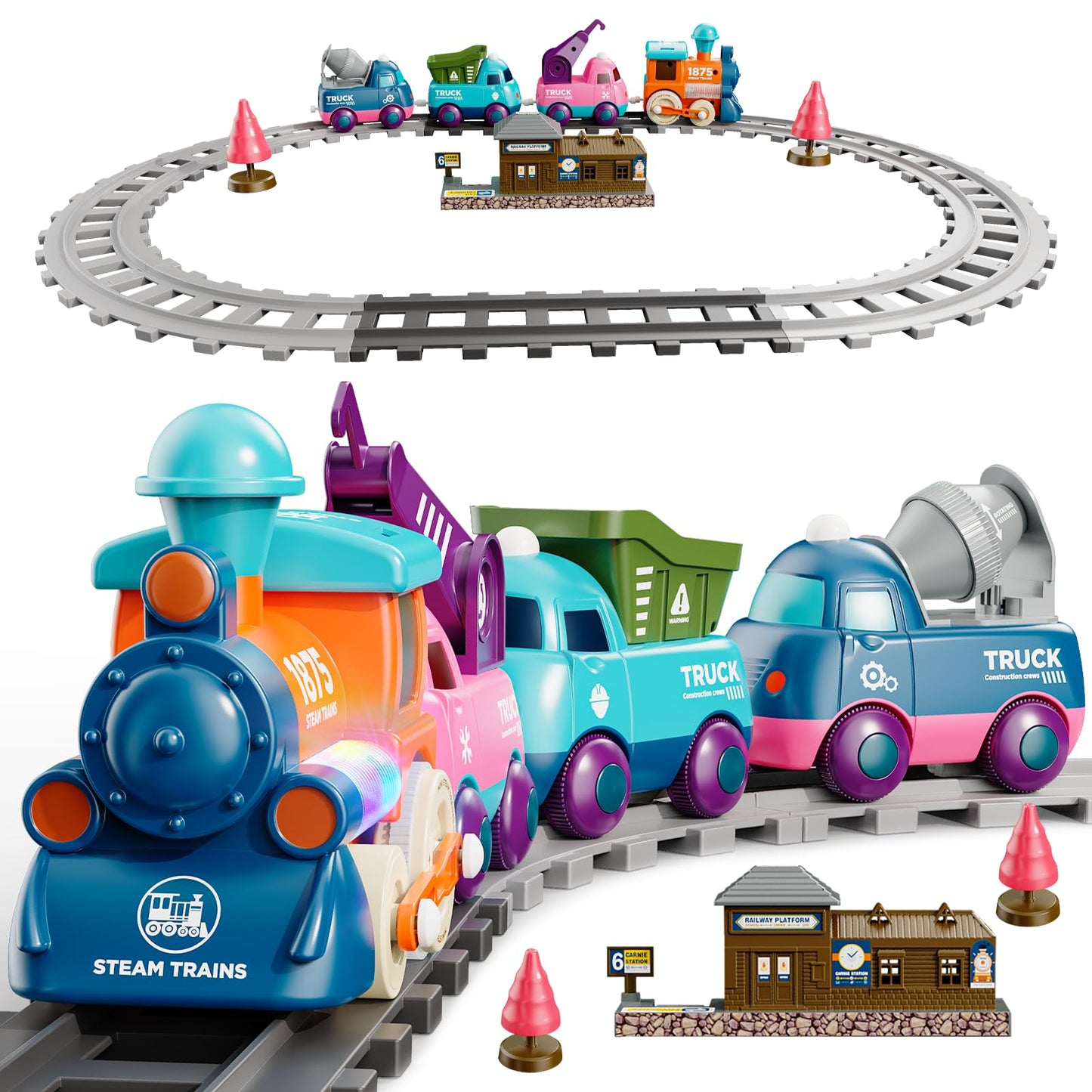Lipneaed Train Set for Toddlers | Magnetic Train Toys for 3+ | 4-Truck Set