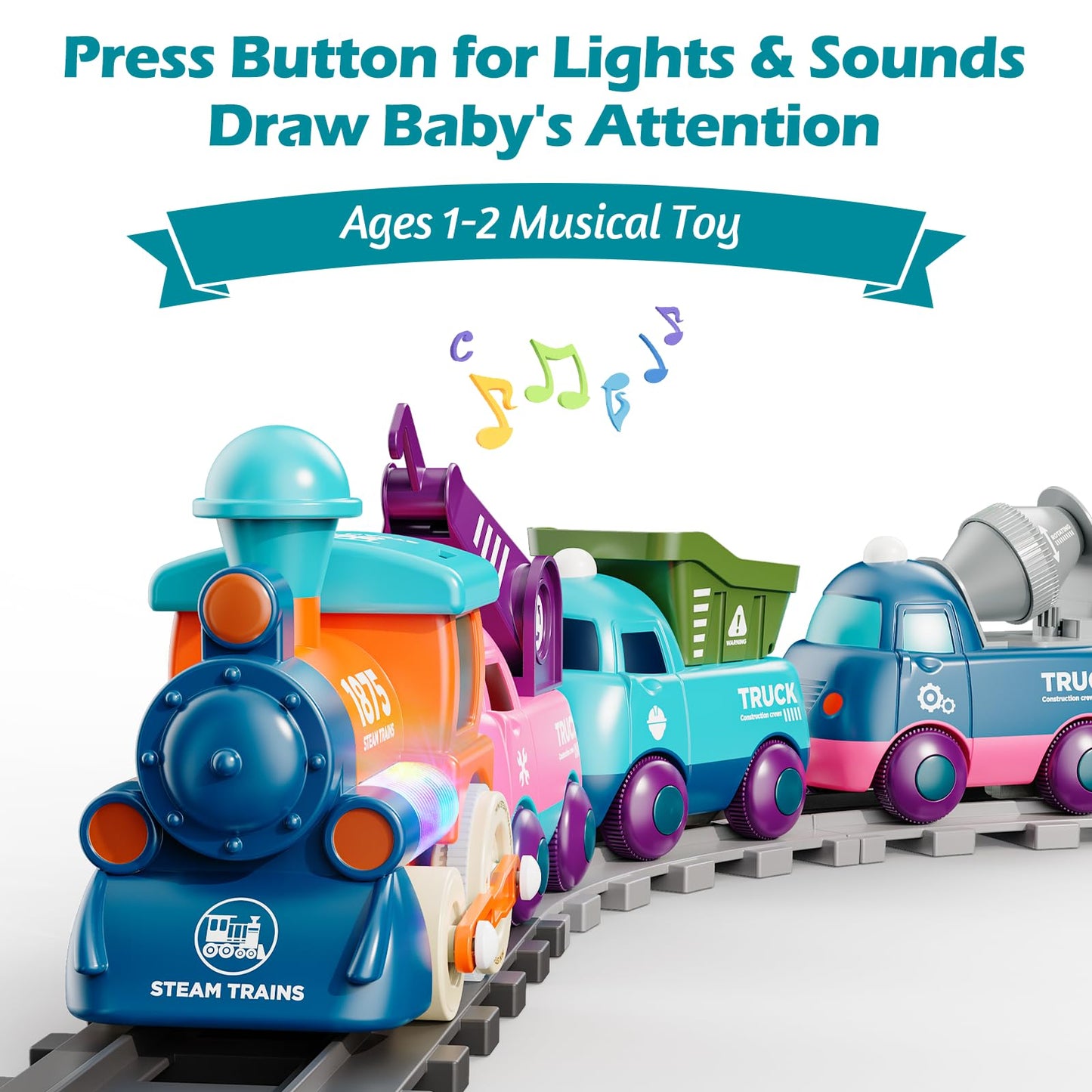 Lipneaed Train Set for Toddlers | Magnetic Train Toys for 3+ | 4-Truck Set