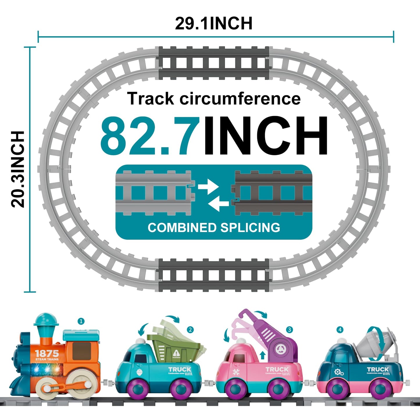 Lipneaed Train Set for Toddlers | Magnetic Train Toys for 3+ | 4-Truck Set