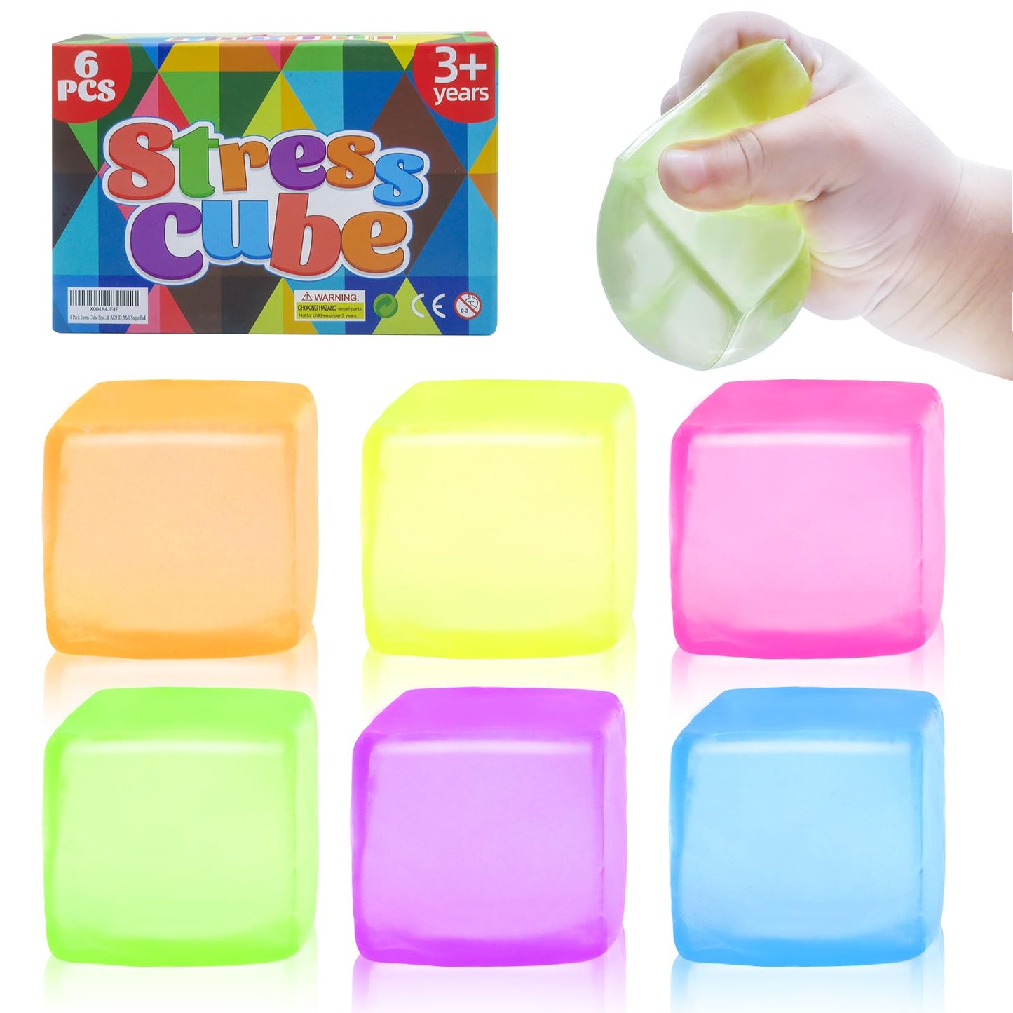 Liqilamii 6 Pack Stress Cube Squishy Fidget Toys – Quiet, Durable & Portable