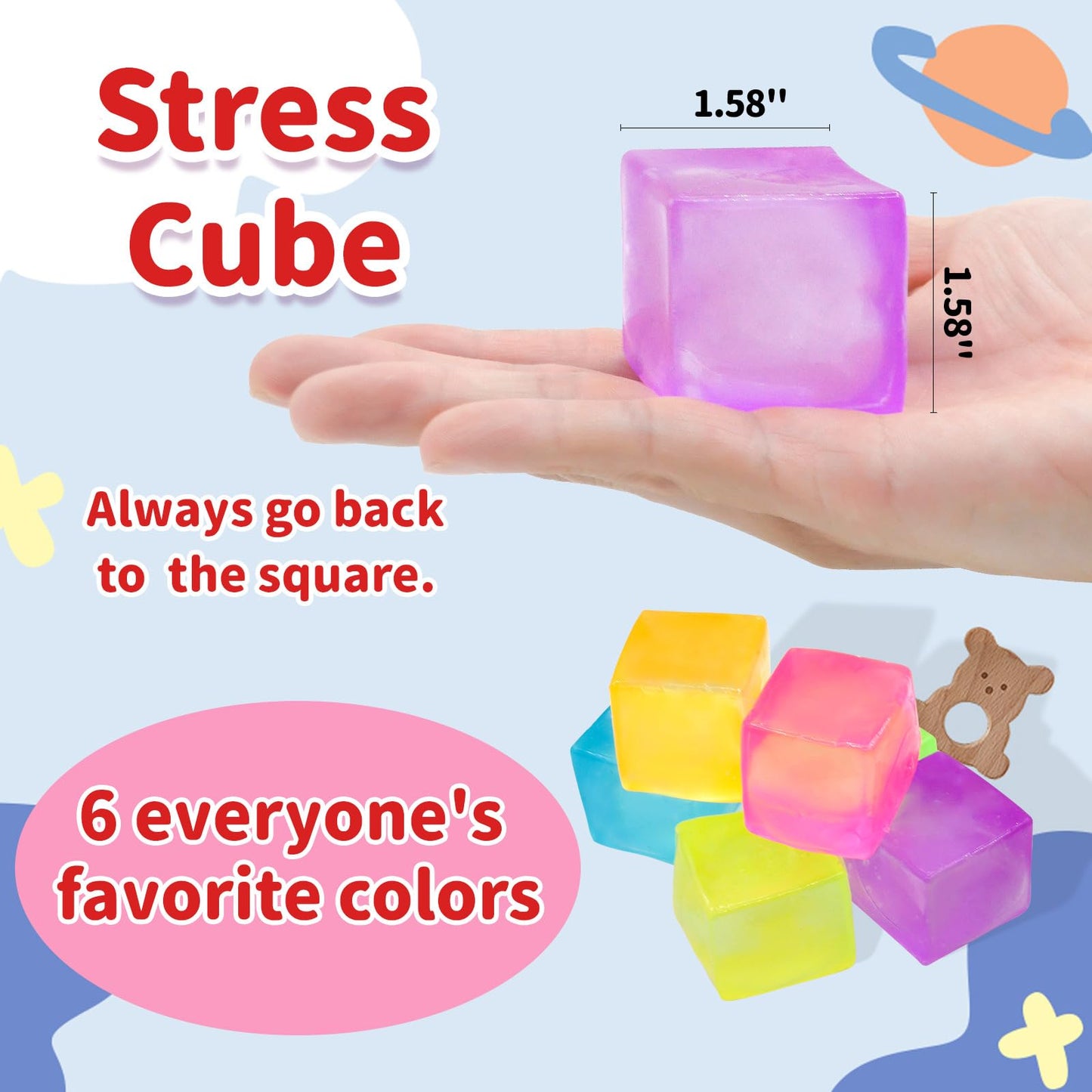 Liqilamii 6 Pack Stress Cube Squishy Fidget Toys – Quiet, Durable & Portable