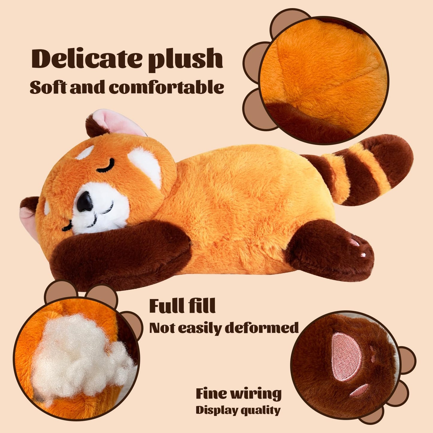 Liraziva Red Panda Plush – 50cm Soft Stuffed Animal for Kids & Adults
