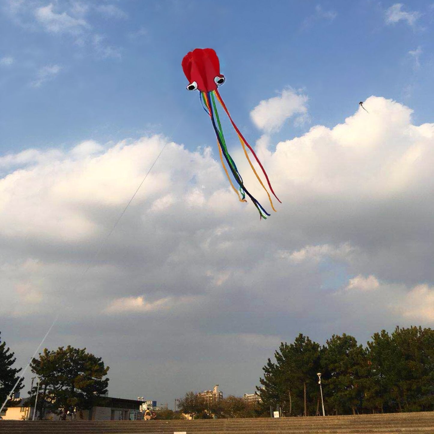 Listenman 2 Pack Kites: Large Rainbow Kite & Red Mollusc Octopus Kite