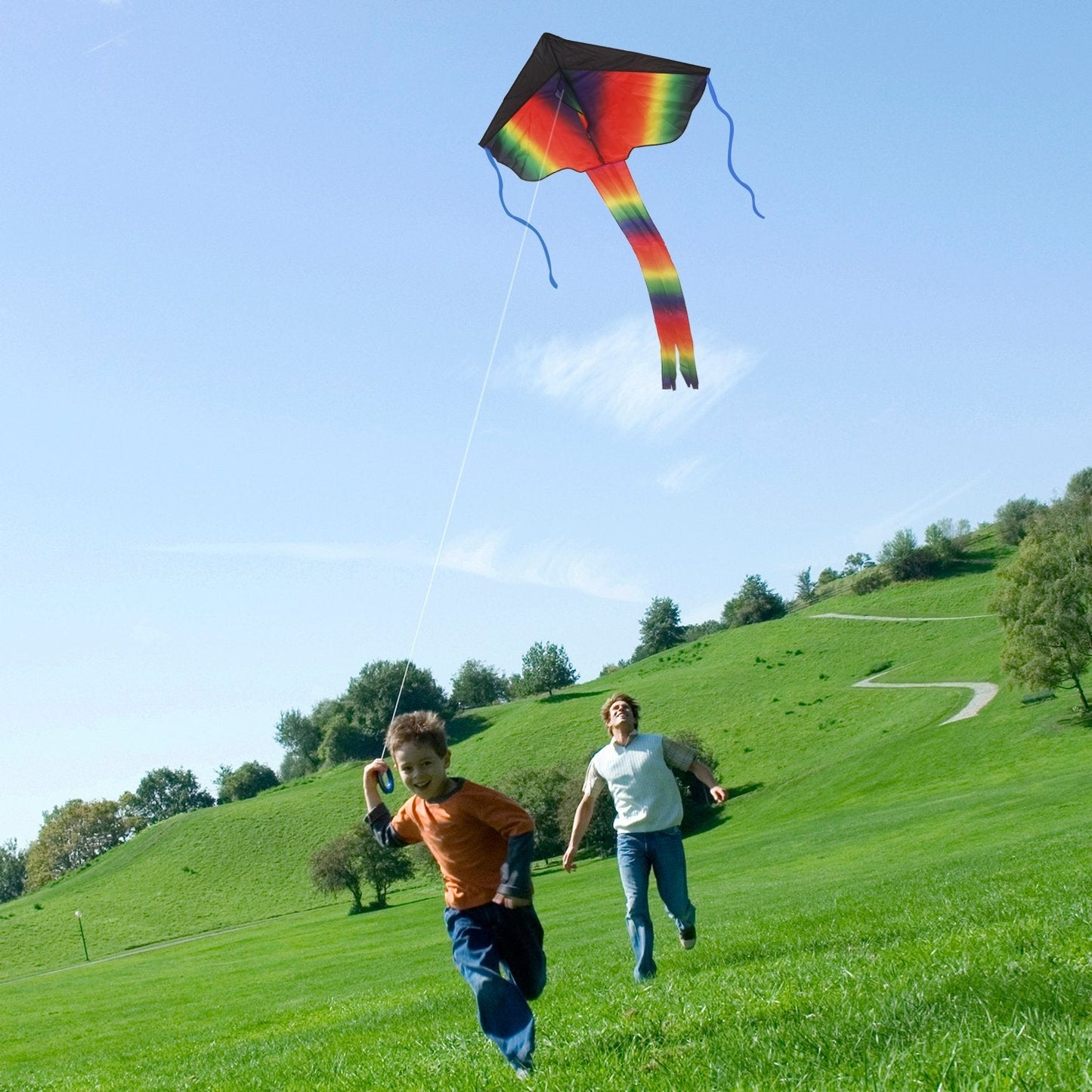 Listenman 2 Pack Kites: Large Rainbow Kite & Red Mollusc Octopus Kite