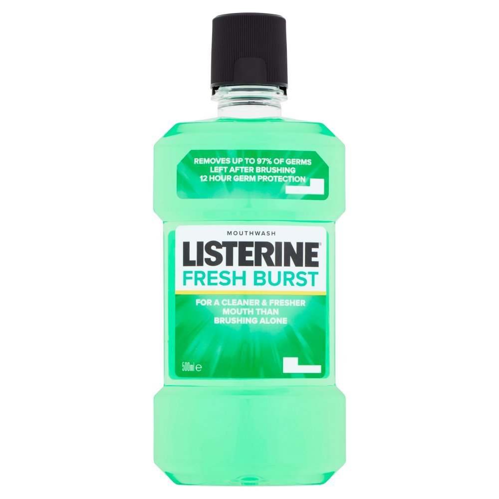 Listerine Fresh Burst Mouthwash, 500ml (Case of 6)