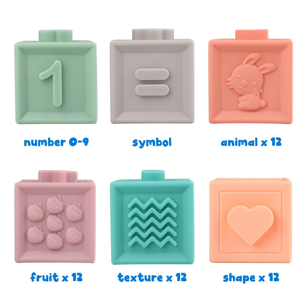 Litand Soft Stacking Blocks for Baby – Montessori Sensory Blocks for 6–18 Months