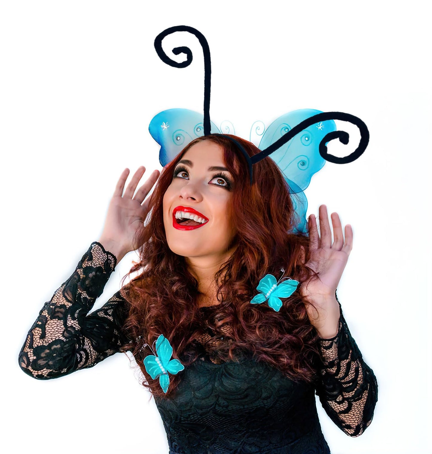 Liatunou Butterfly Antenna Headband – Black Moth Bug Costume Accessory for Halloween & Parties