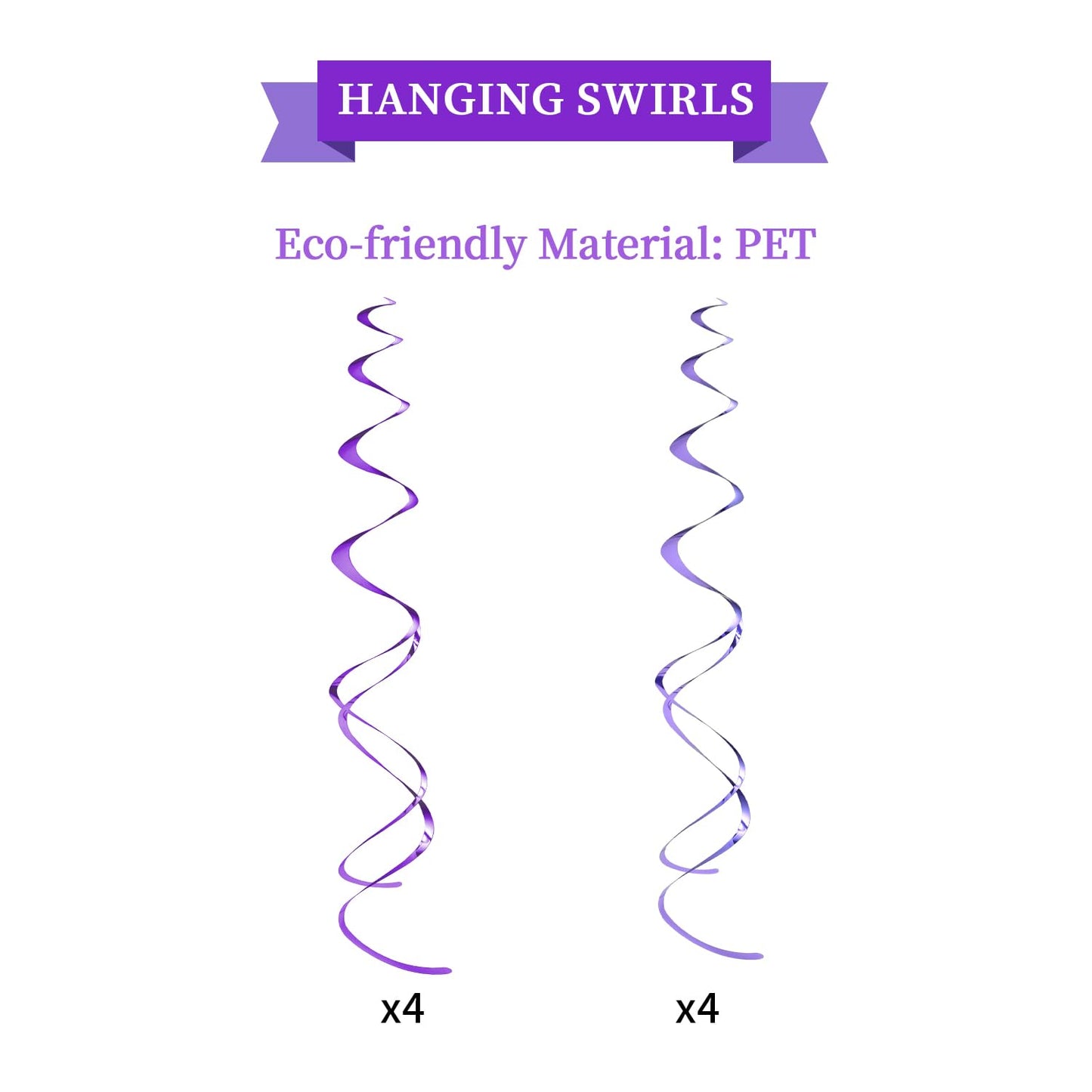 LITAUS Purple Birthday Decorations Kit - 16-Piece Set with Pre-Strung Banner, Honeycomb Balls, Garland & Swirls