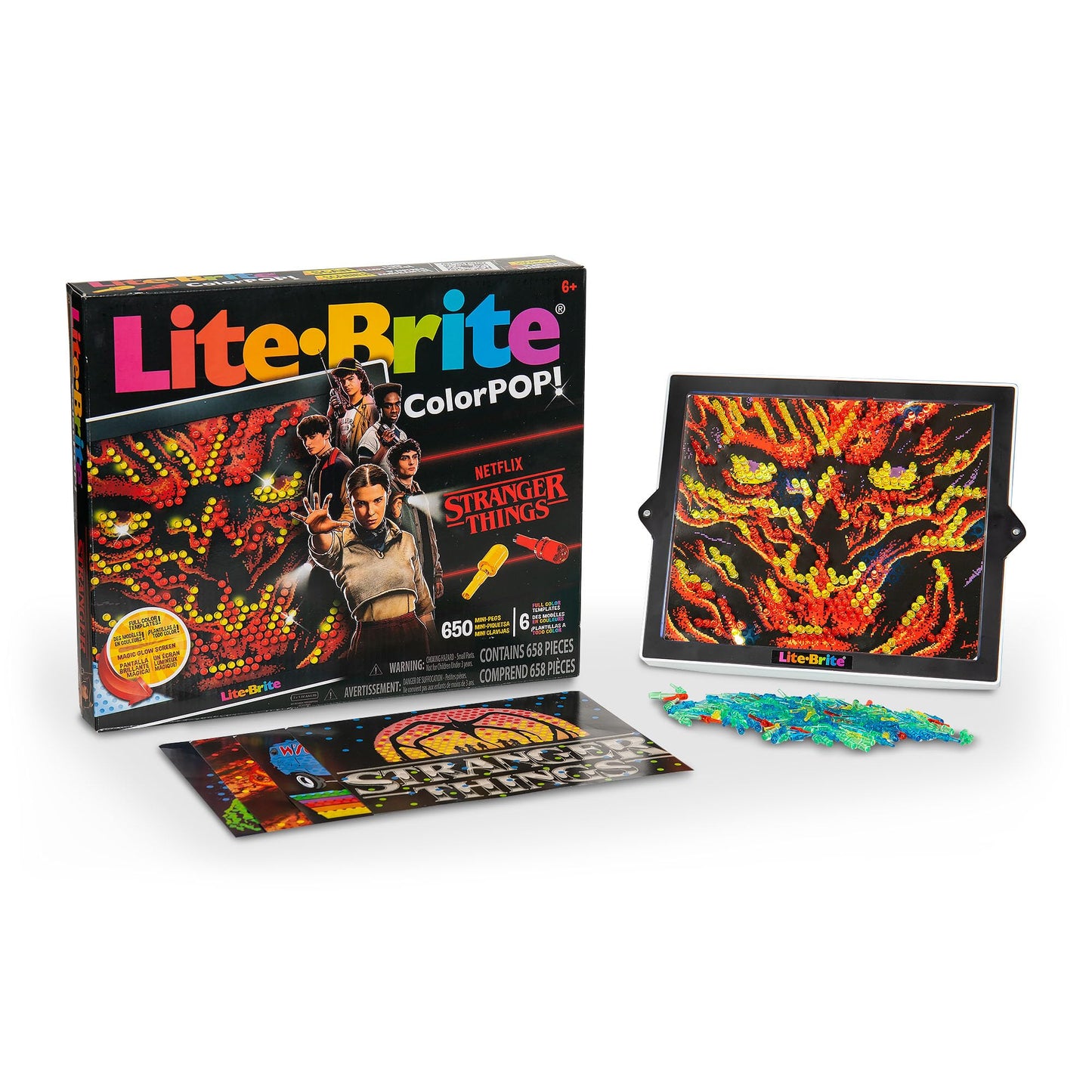 Lite-Brite Color POP Stranger Things Edition – Glow Art Kit with 650 Pegs & HD Screen