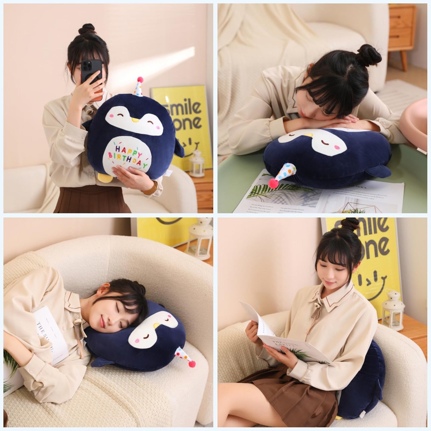 Litence Cute Penguin Plush Pillow - 48cm Birthday Plush Toy for Kids