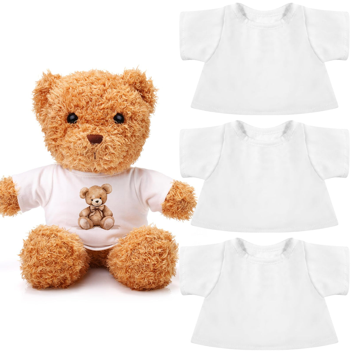 Litherr S 3 Pcs Sublimation Stuffed Animal Shirt Set for 8–12 Inch Plush Bears | DIY Outfit Kit