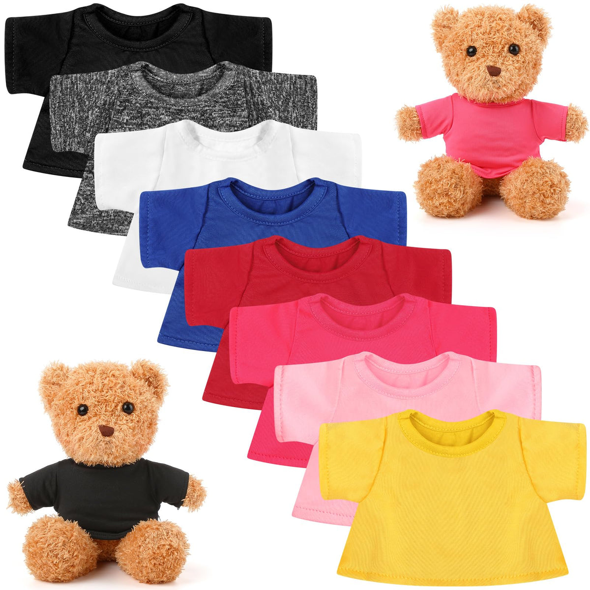 Litherr S 8-Pack Plush Bear T-Shirts | 8 Colors for 8–12in Plush
