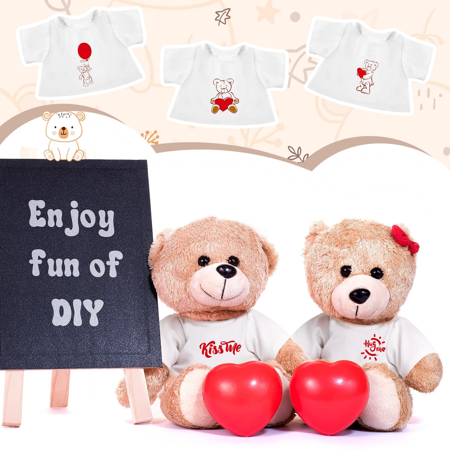 Litherr S Sublimation Stuffed Bear Clothes Shirt for 8-12 Inch Plush Dolls | Easy Matching Doll Outfit