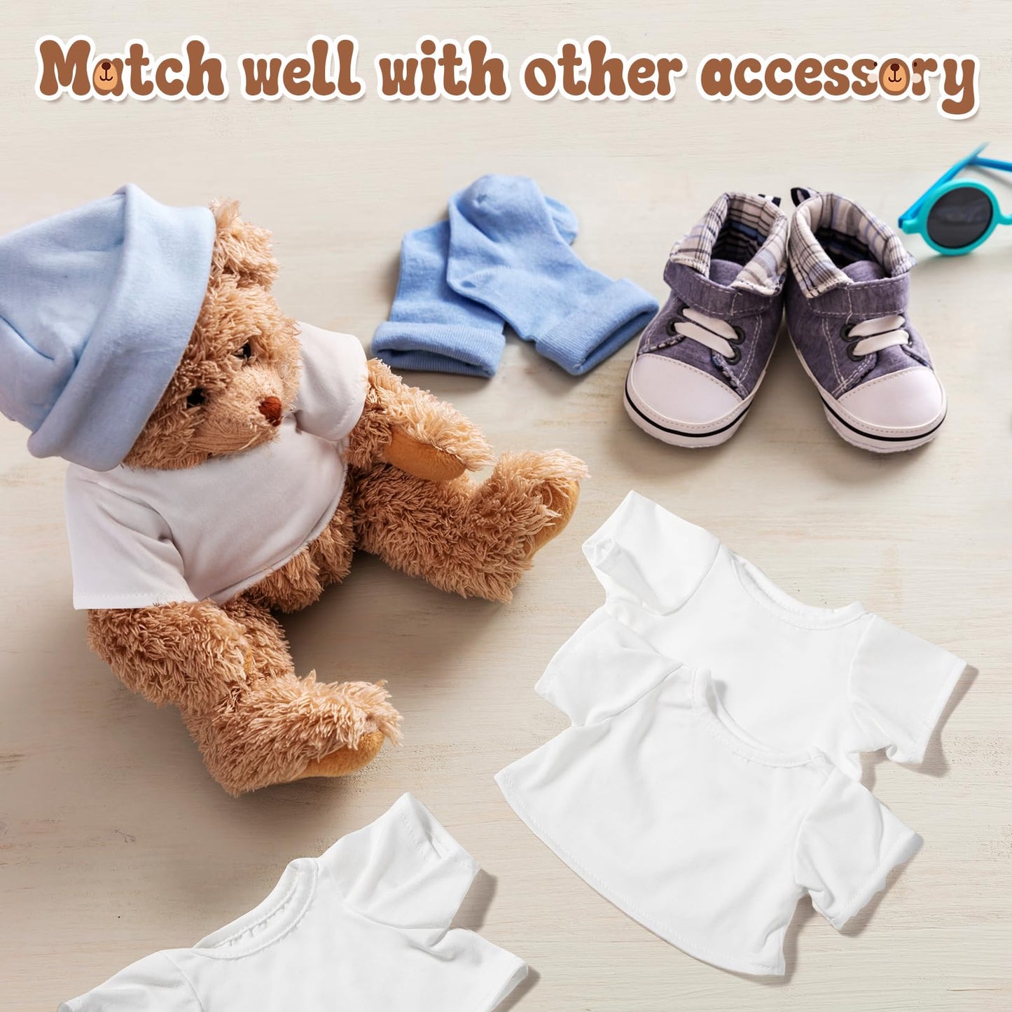 Litherr S Sublimation Stuffed Bear Clothes Shirt for 8-12 Inch Plush Dolls | Easy Matching Doll Outfit