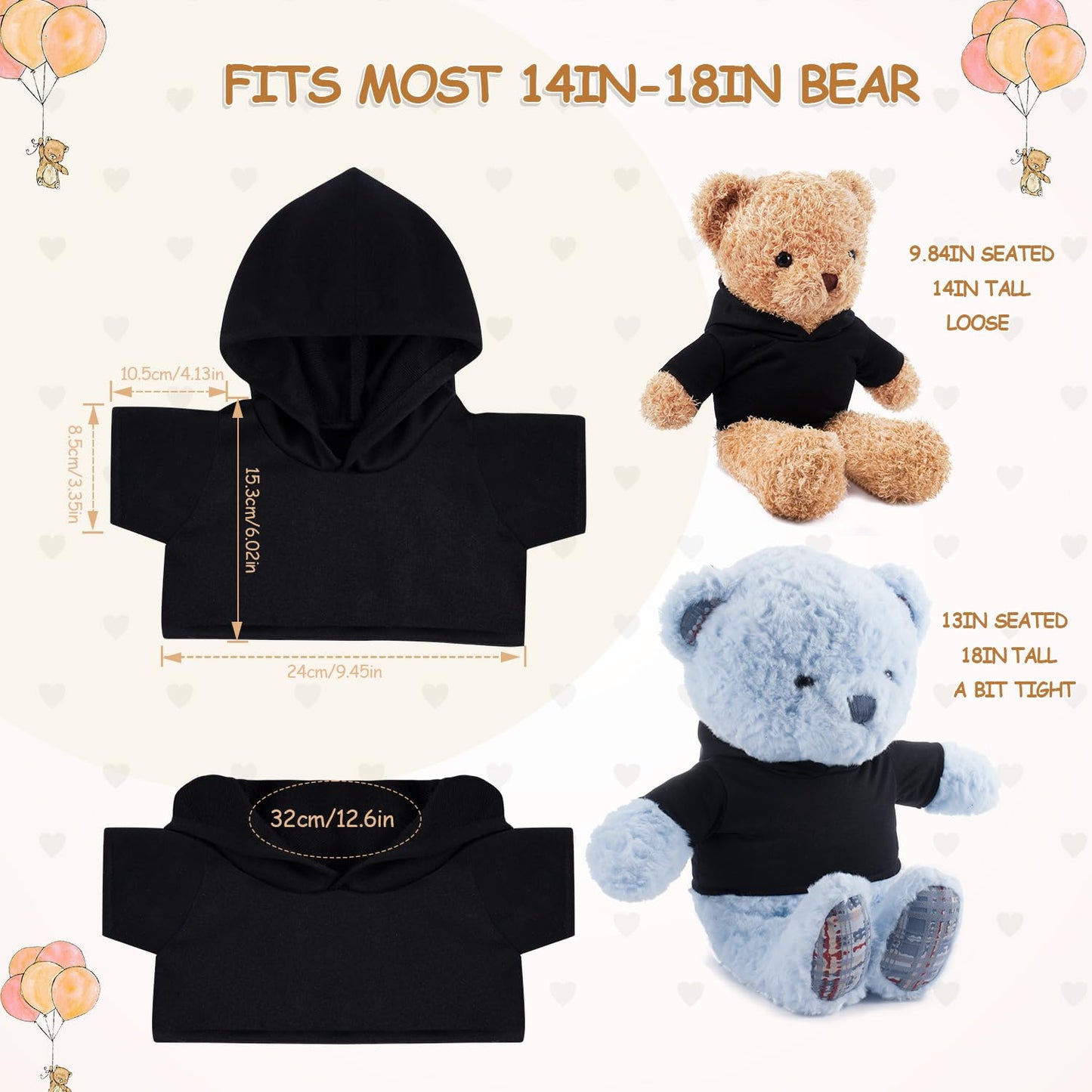Litherr S Sublimation Stuffed Bear Shirt – 14-18 Inch Plush Doll Outfit