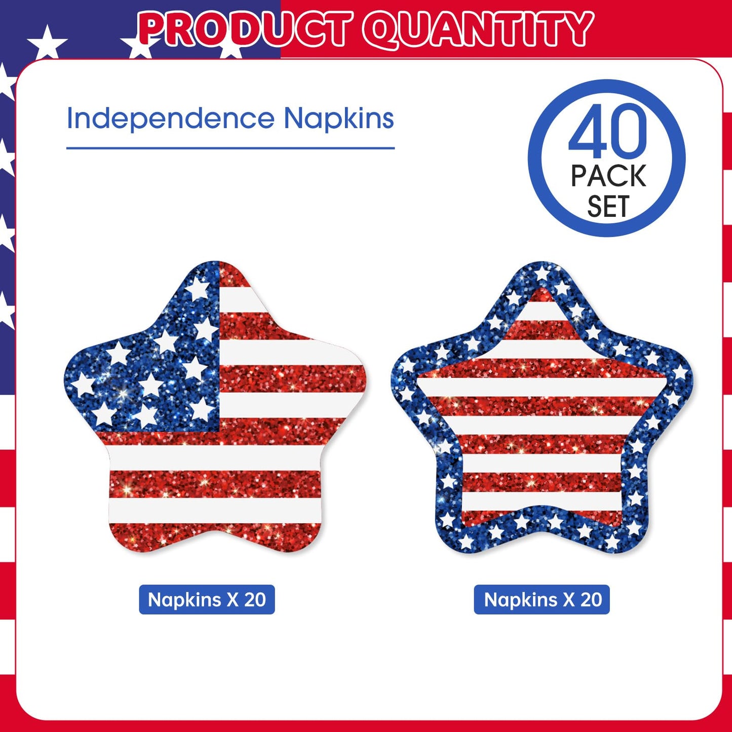 Litmitfu 40-Pack American Flag Napkins – 4th of July Party Essentials (13x13 Expanded)