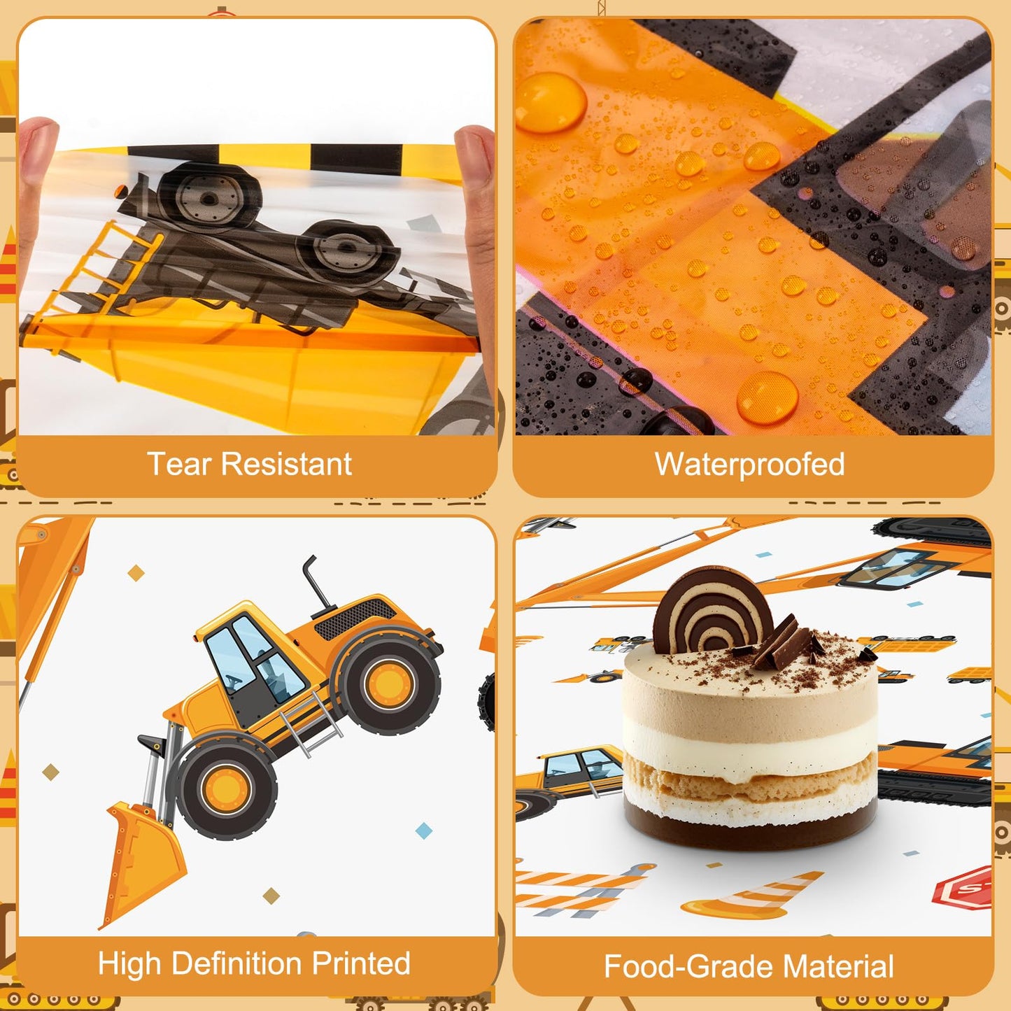 Litmitfu 2 Pack Construction Table Cloth – Dump Truck Themed, 87 x 51 in