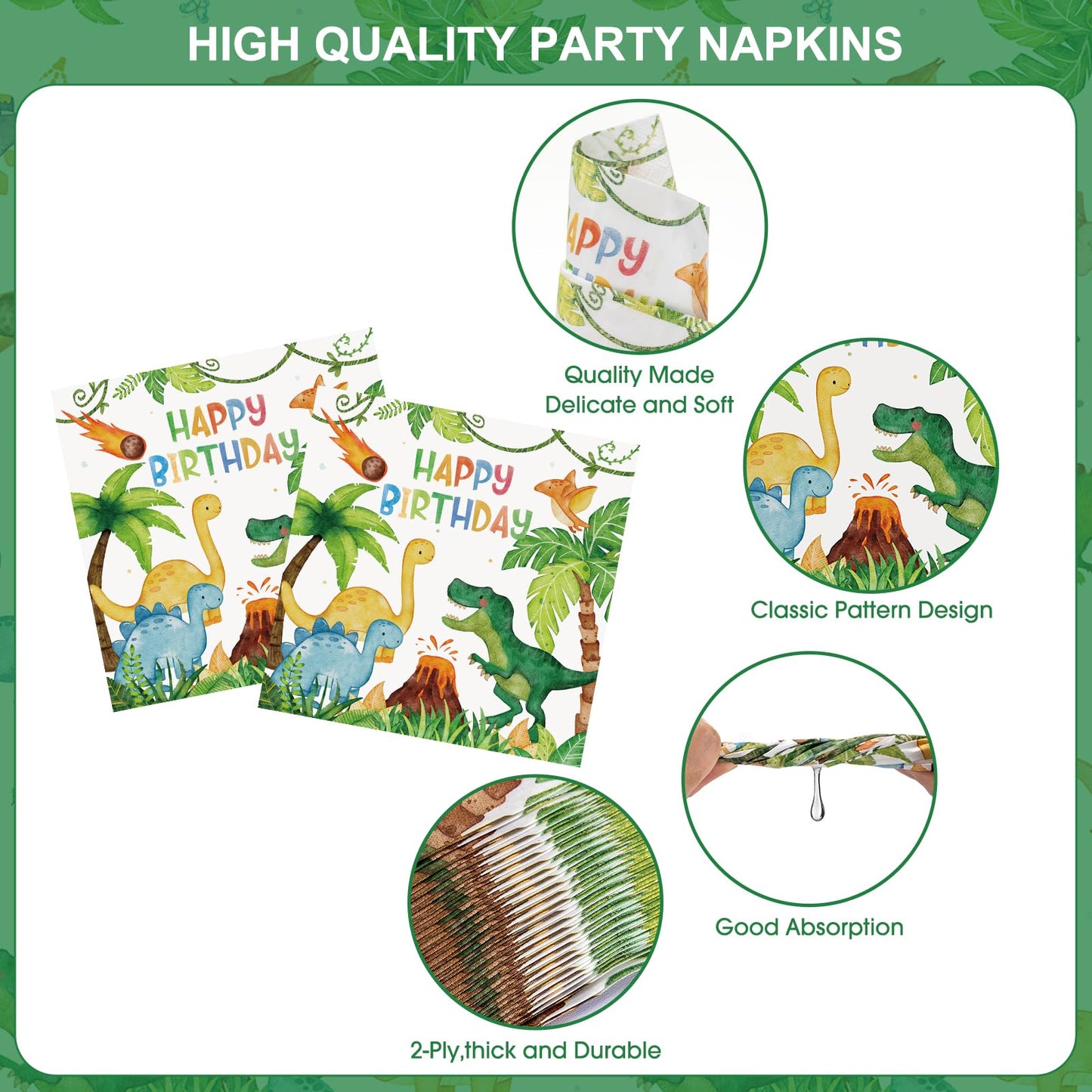 Litmitfu 170 Pcs Dinosaur Birthday Decorations Kit for 24 Guests – Jungle Dino Party Supplies