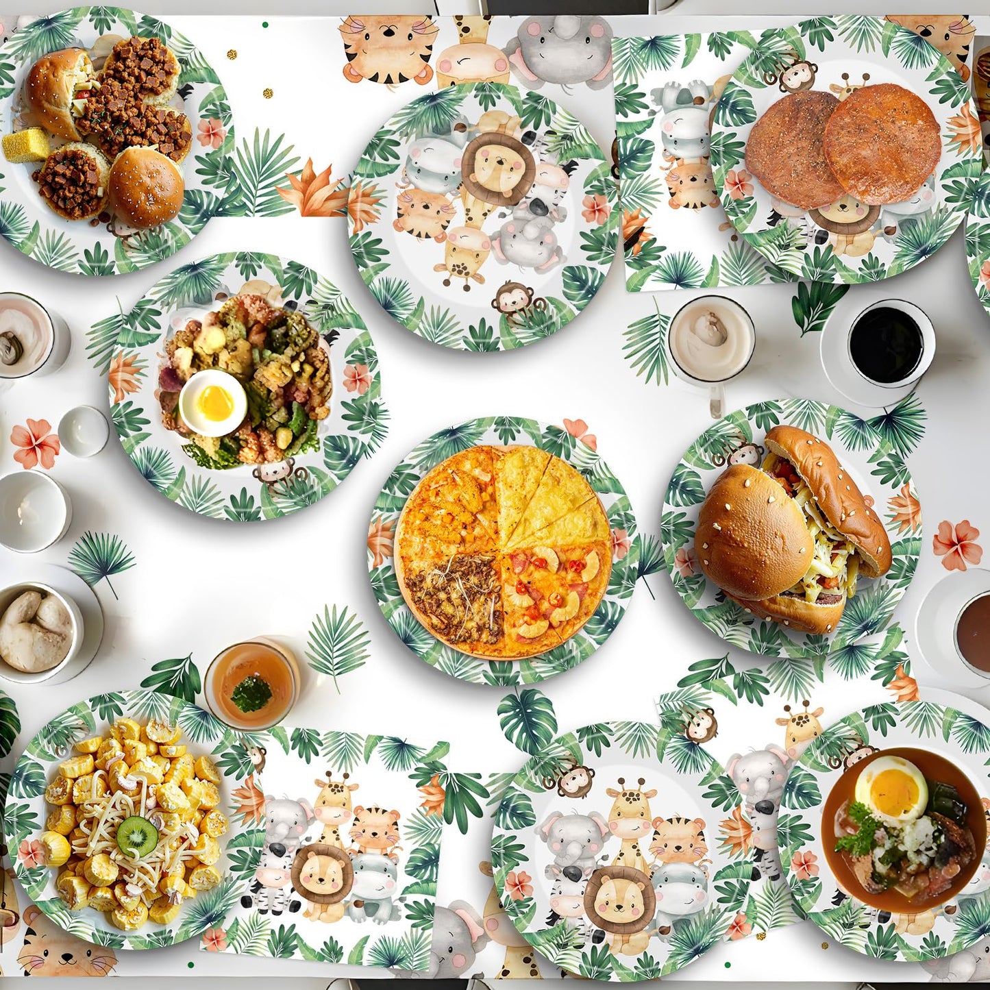 Litmitfu 40 Pcs Jungle Animals Party Plates & Napkins Set – Safari Theme Tableware for Baby Showers & Zoo Parties (Serves 20)