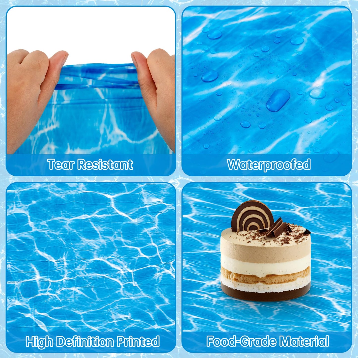 Litmitfu 3-Piece Ocean Tablecloth Set – Blue Waves, 54 x 108 in, Disposable Plastic