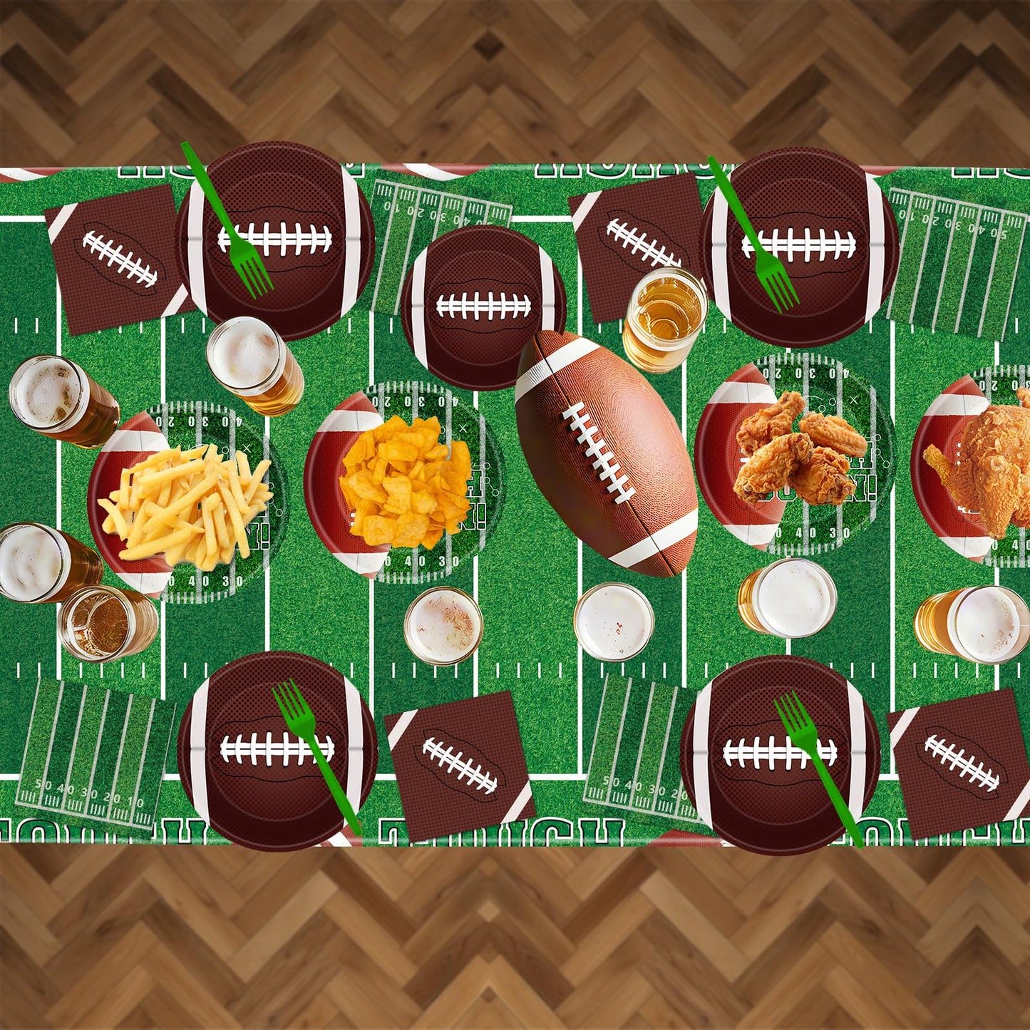 Litmitfu 96 Pcs Football Plates & Napkins Set – Game Day Disposable Tableware, Serves 24
