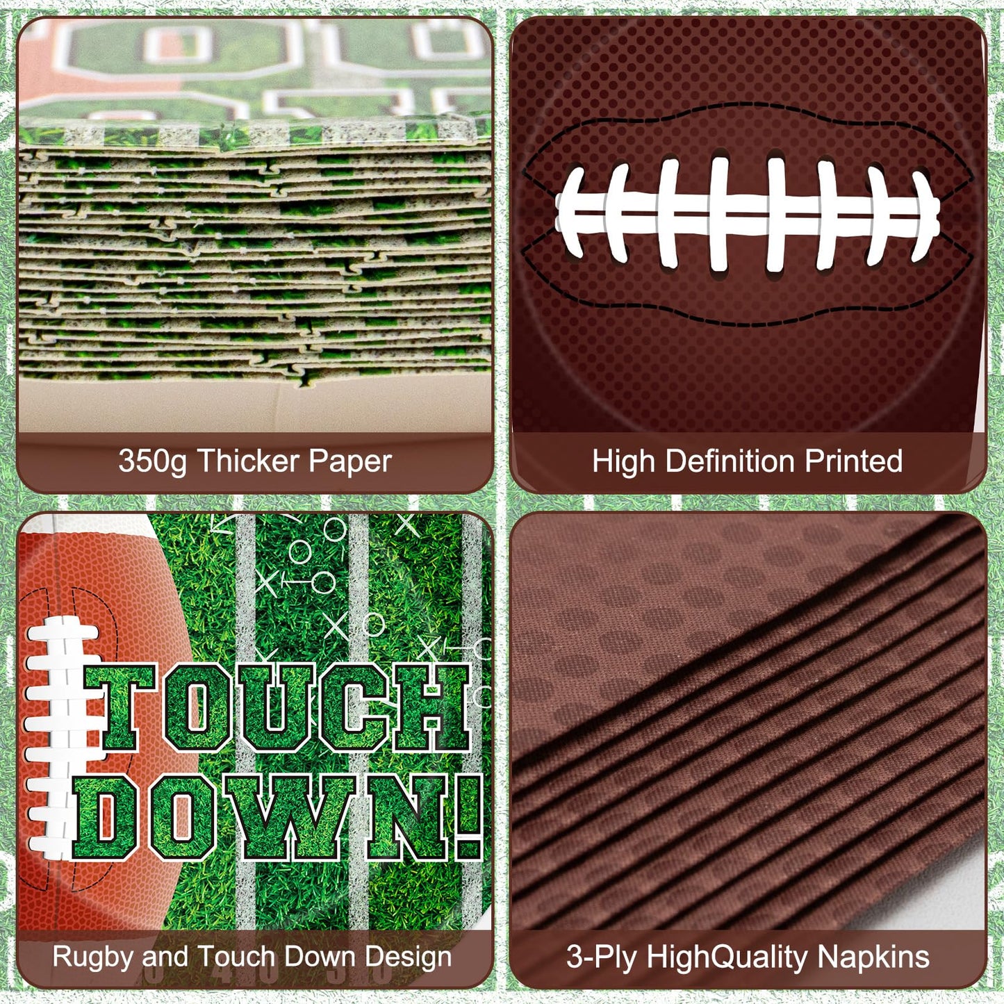 Litmitfu 96 Pcs Football Plates & Napkins Set – Game Day Disposable Tableware, Serves 24