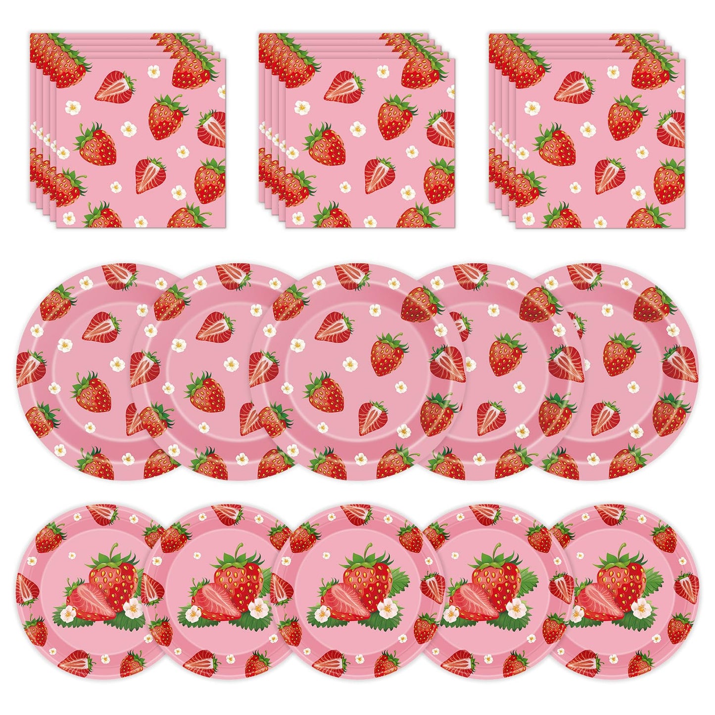 Litmitfu 40 Pcs Strawberry Plates & Napkins Set | Summer Berry Party Tableware for 20