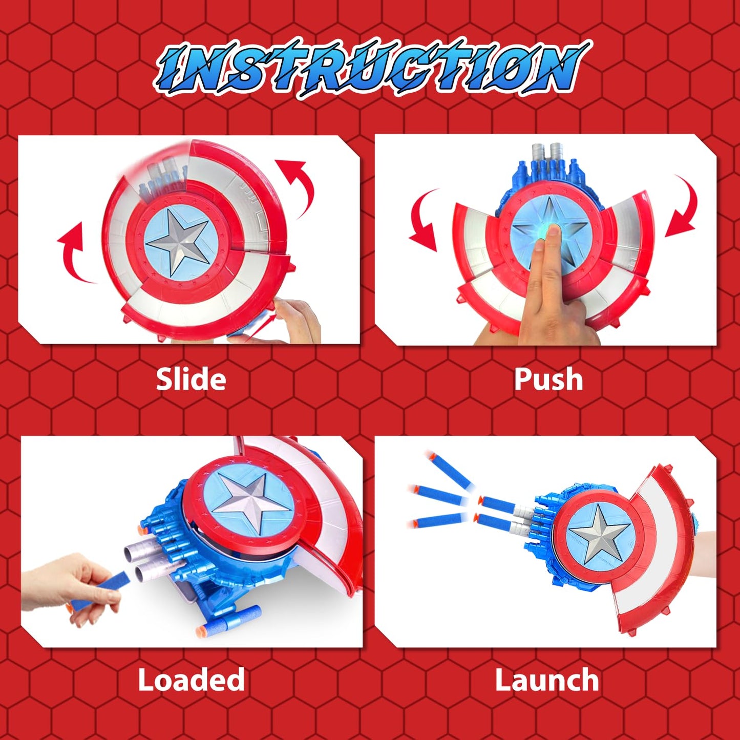 LITTCO Captain Shooting Shield – 20-Dart Foam Toy for Kids 6+ with Goggles & Target