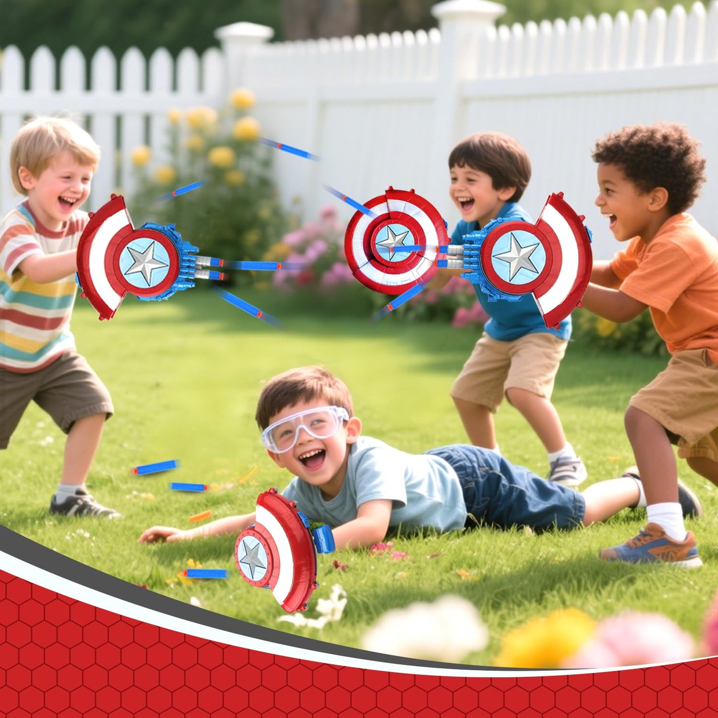 LITTCO Captain Shooting Shield – 20-Dart Foam Toy for Kids 6+ with Goggles & Target