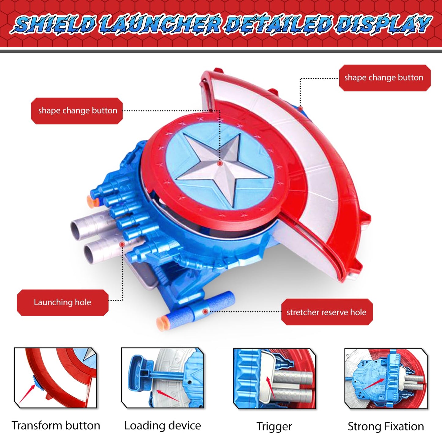 LITTCO Captain Shooting Shield – 20-Dart Foam Toy for Kids 6+ with Goggles & Target