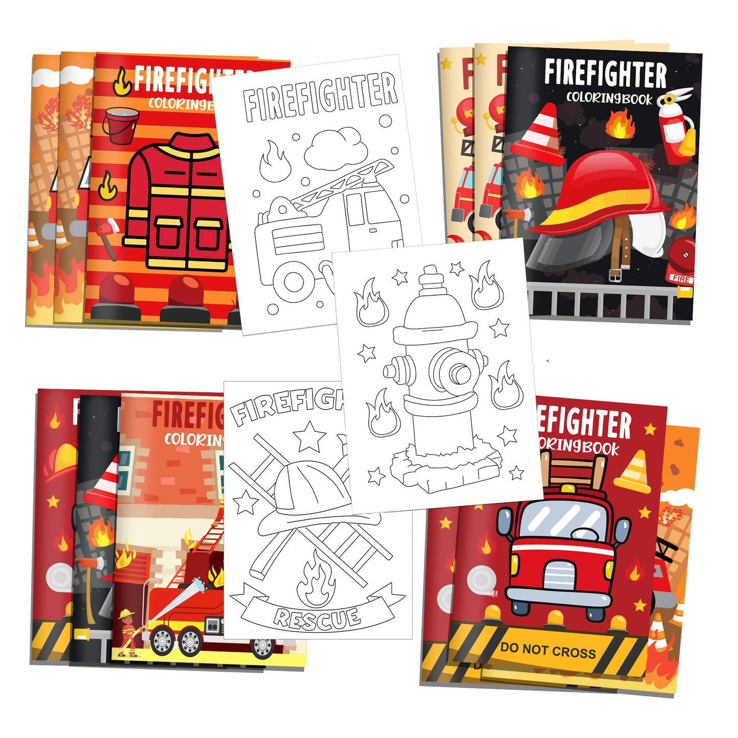 littkeef cliaet 12 Pcs Fire Truck Coloring Books – Mini DIY Art Activity Set for Kids