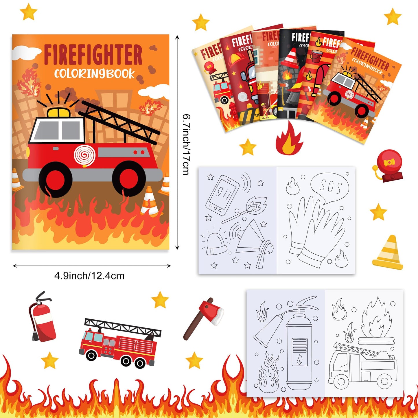 littkeef cliaet 12 Pcs Fire Truck Coloring Books – Mini DIY Art Activity Set for Kids