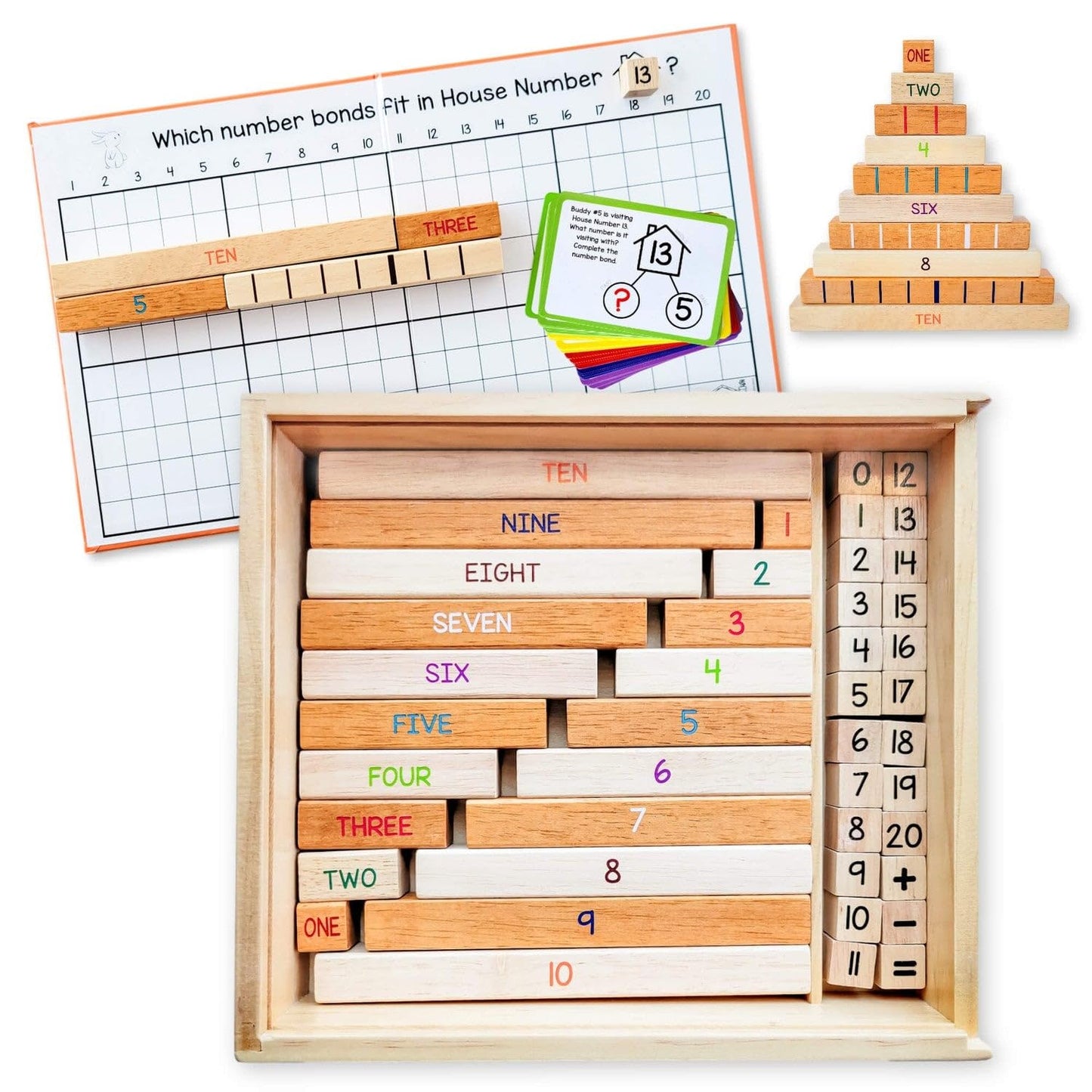 Little Bud Kids House of Number Buddies Math Game – Montessori Number Bonds for Ages 4-8