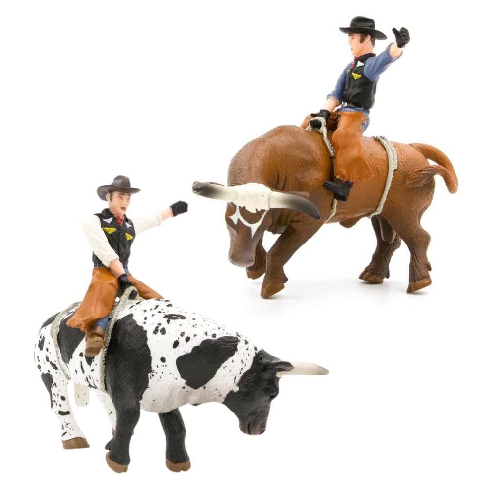 Little Buster Bucking Bulls Rodeo Set - 1:16 Scale Collectible with Brown & Spotted Bulls