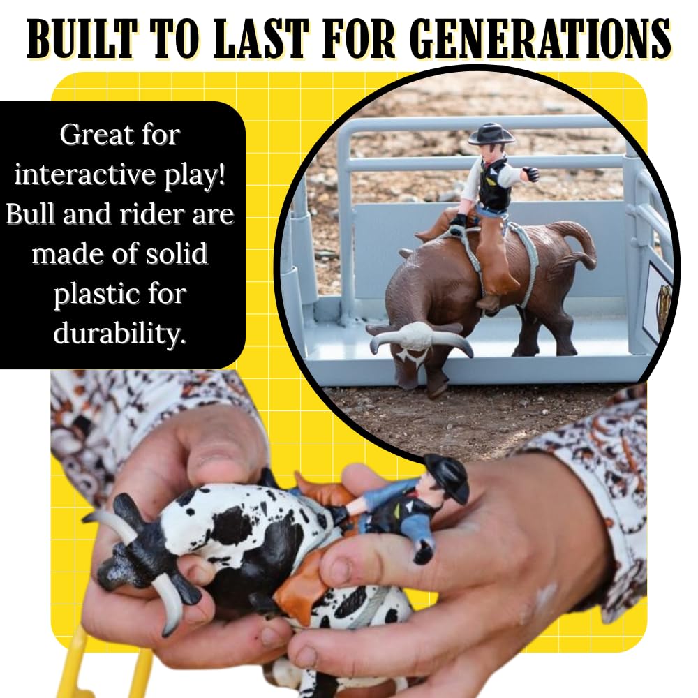 Little Buster Bucking Bulls Rodeo Set - 1:16 Scale Collectible with Brown & Spotted Bulls