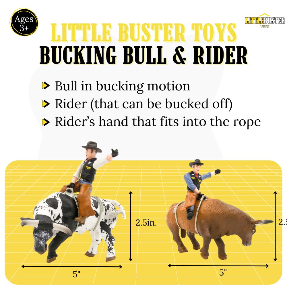 Little Buster Bucking Bulls Rodeo Set - 1:16 Scale Collectible with Brown & Spotted Bulls