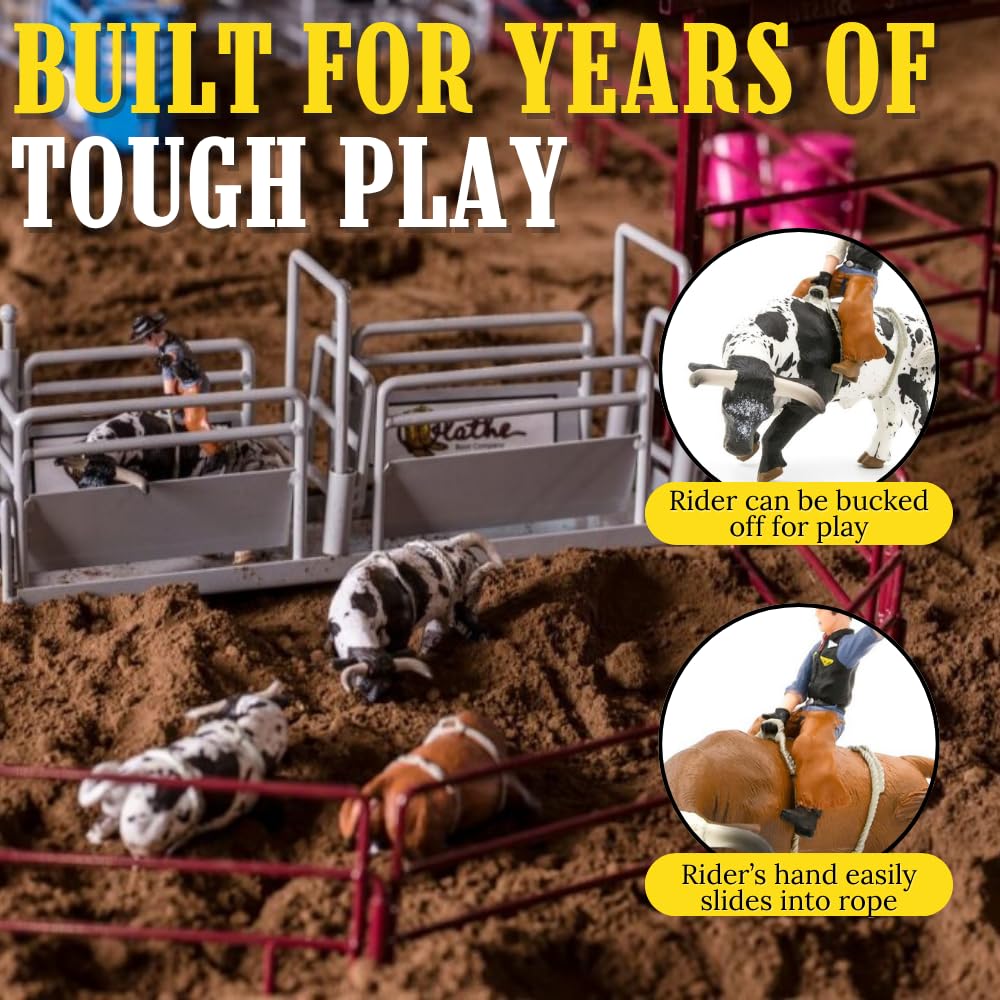 Little Buster Bucking Bulls Rodeo Set - 1:16 Scale Collectible with Brown & Spotted Bulls