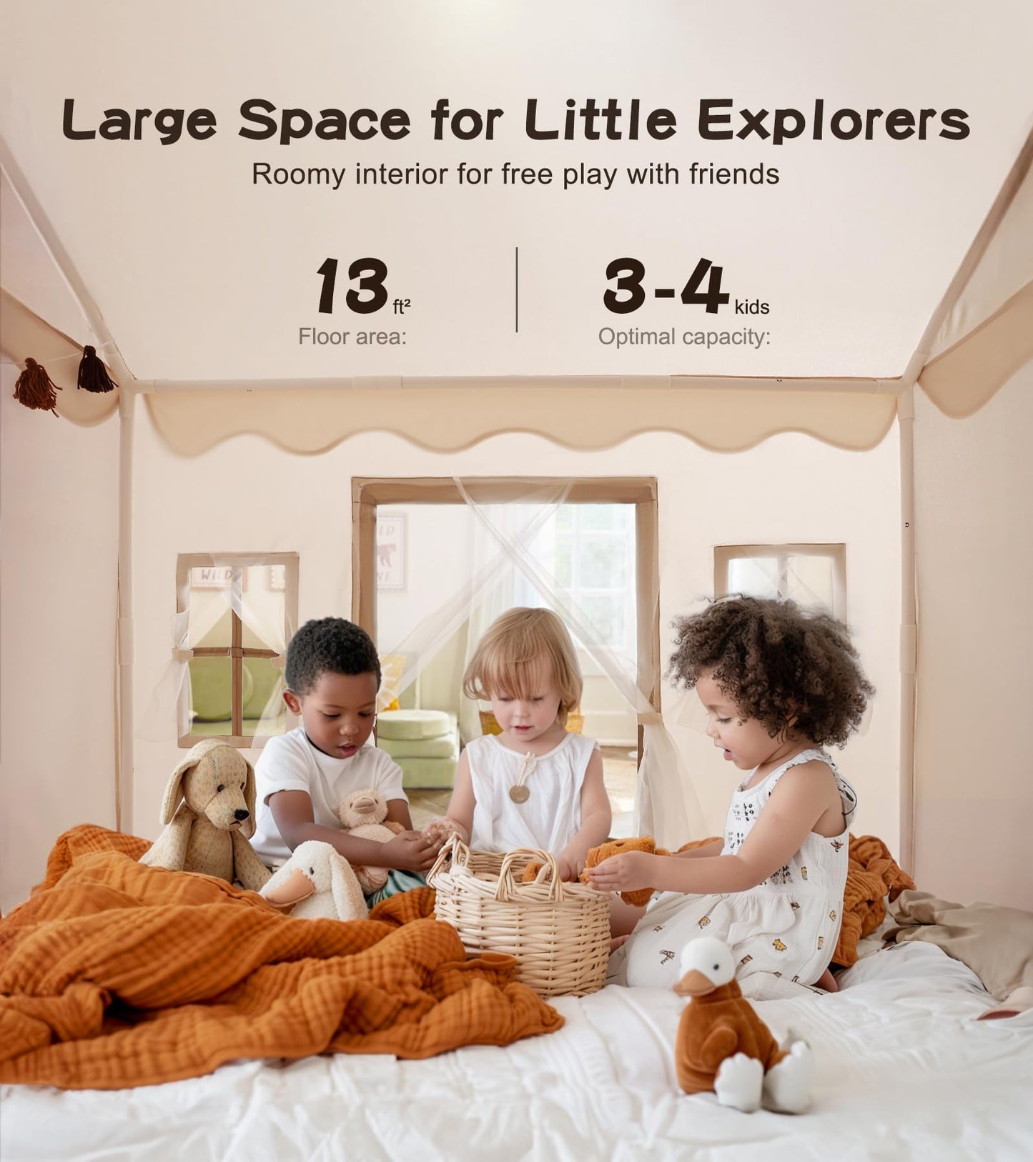 Little Dove Play Tent with Mat & Star Light – Large Indoor/Outdoor Playhouse