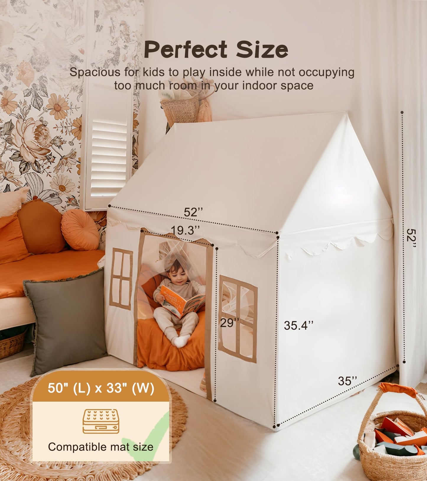 Little Dove Play Tent with Mat & Star Light – Large Indoor/Outdoor Playhouse
