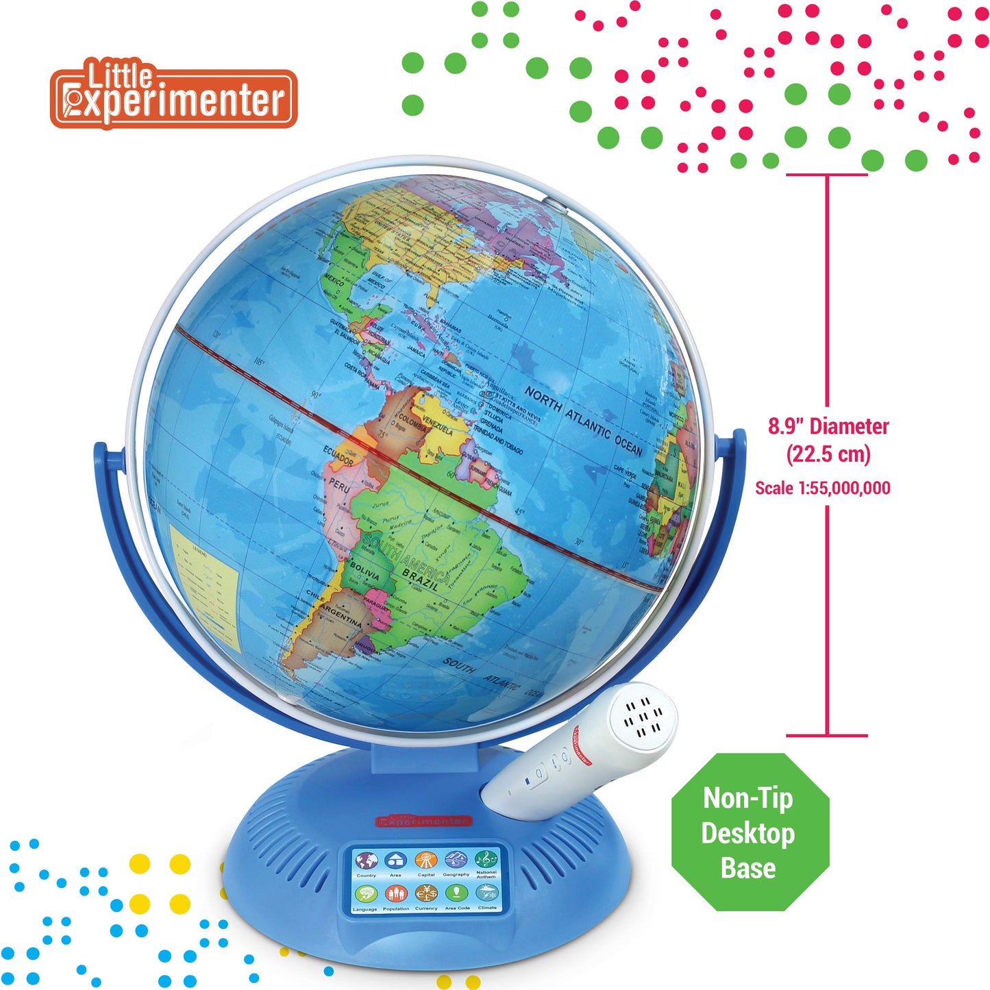 Little Experimenter Interactive 9in Globe with Smart Pen – Talking World Map
